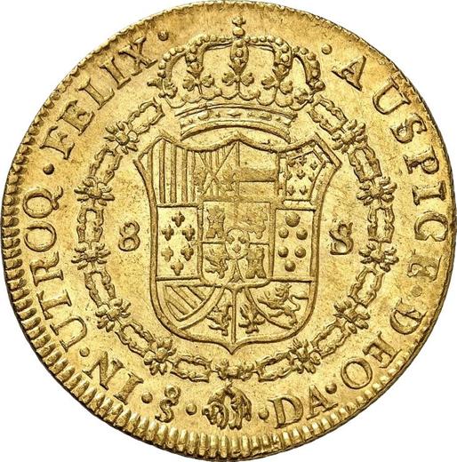 Реверс монеты - 8 эскудо 1796 года So DA - цена золотой монеты - Чили, Карл IV