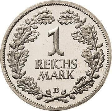 Rewers monety - 1 reichsmark 1926 D - cena srebrnej monety - Niemcy, Republika Weimarska