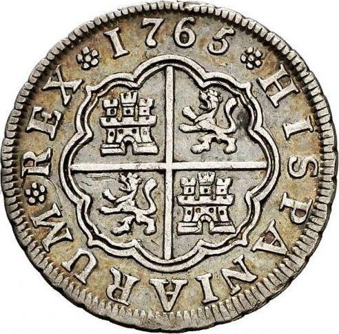 Rewers monety - 1 real 1765 M PJ - cena srebrnej monety - Hiszpania, Karol III
