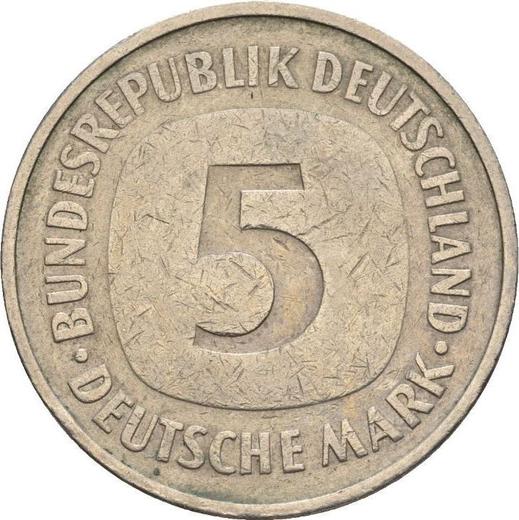 Anverso 5 marcos 1975 D - valor de la moneda  - Alemania, RFA