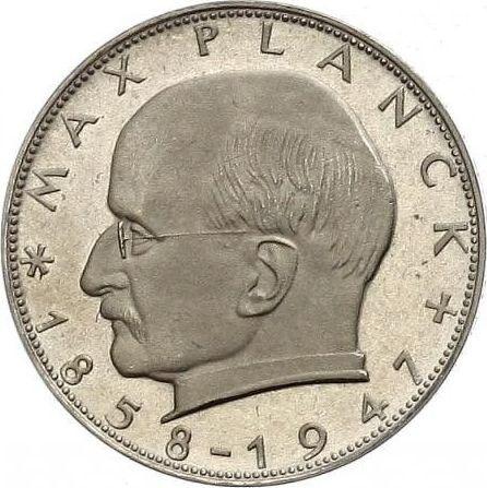 Аверс монеты - 2 марки 1962 года G "Планк" - цена  монеты - Германия, ФРГ