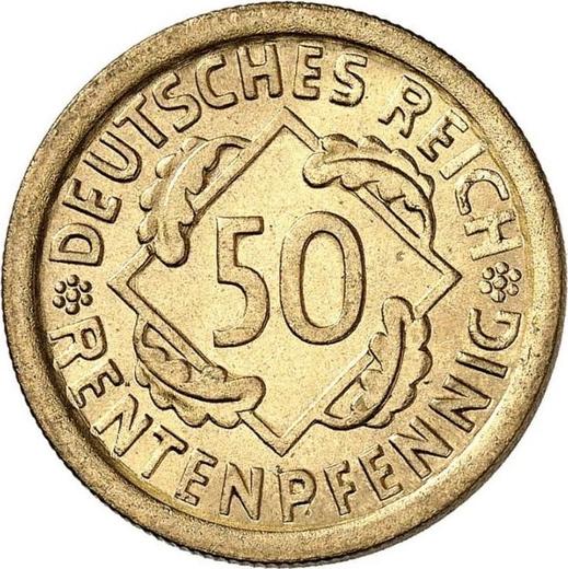 Аверс монеты - 50 рентенпфеннигов 1924 года D - цена  монеты - Германия, Bеймарская республика