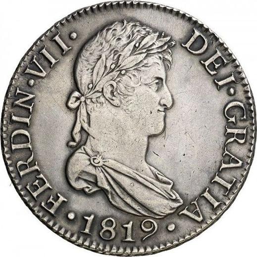 Аверс монеты - 8 реалов 1819 года S CJ - цена серебряной монеты - Испания, Фердинанд VII