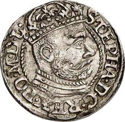 Obverse 3 Groszy (Trojak) 1582 "Large head" Portrait in frame - Silver Coin Value - Poland, Stephen Bathory