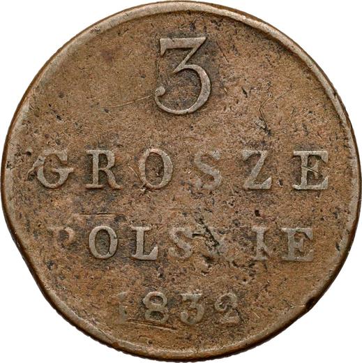 Reverso 3 groszy 1832 KG - valor de la moneda  - Polonia, Zarato de Polonia