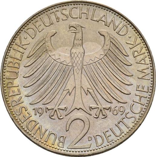 Rewers monety - 2 marki 1969 D "Max Planck" - cena  monety - Niemcy, RFN