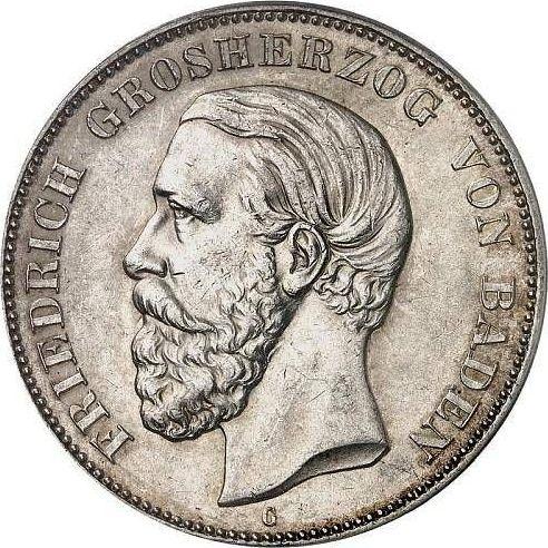 Аверс монеты - 5 марок 1893 года G "Баден" - цена серебряной монеты - Германия, Германская Империя