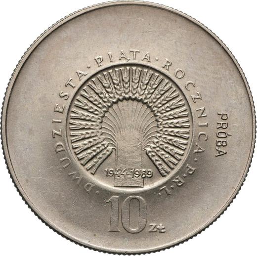 Reverso Pruebas 10 eslotis 1969 MW "30 aniversario de la República Popular de Polonia" Cuproníquel - valor de la moneda  - Polonia, República Popular