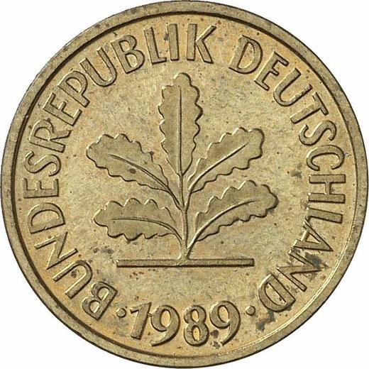 Reverso 5 Pfennige 1989 D - valor de la moneda  - Alemania, RFA