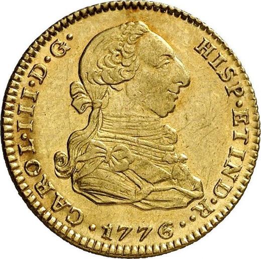Awers monety - 2 escudo 1776 M PJ - cena złotej monety - Hiszpania, Karol III