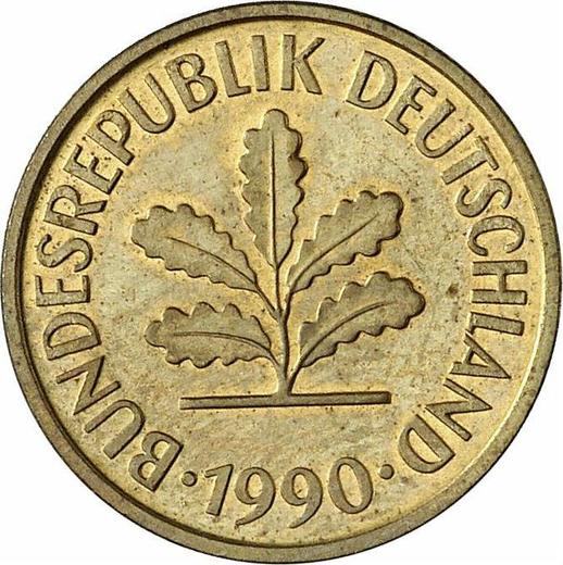 Реверс монеты - 5 пфеннигов 1990 года A - цена  монеты - Германия, ФРГ