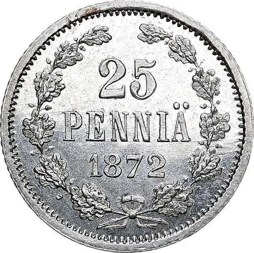 Реверс монеты - 25 пенни 1872 года S - цена серебряной монеты - Финляндия, Великое княжество