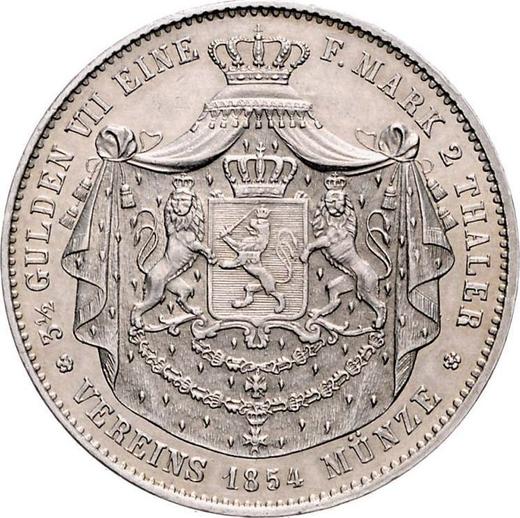 Reverso 2 táleros 1854 - valor de la moneda de plata - Hesse-Darmstadt, Luis III