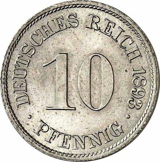 Аверс монеты - 10 пфеннигов 1893 года J "Тип 1890-1916" - цена  монеты - Германия, Германская Империя