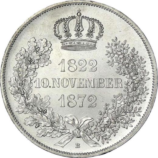 Reverse 2 Thaler 1872 B "Golden Wedding" - Silver Coin Value - Saxony-Albertine, John