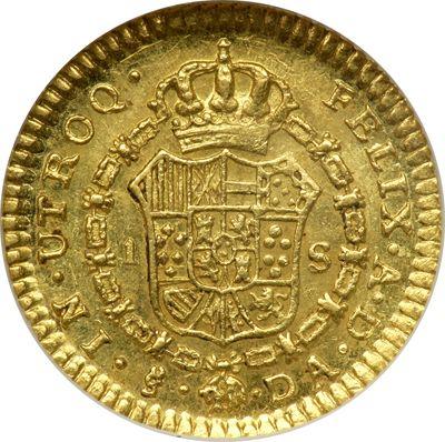 Rewers monety - 1 escudo 1779 So DA - cena złotej monety - Chile, Karol III