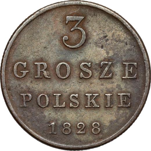 Реверс монеты - 3 гроша 1828 года FH - цена  монеты - Польша, Царство Польское