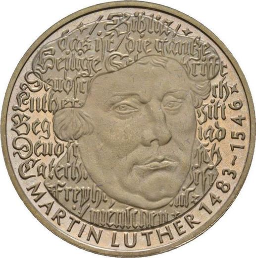 Аверс монеты - 5 марок 1983 года G "Мартин Лютер" - цена  монеты - Германия, ФРГ