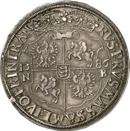 Реверс монеты - Талер 1586 года NB "Надьбанье" - цена серебряной монеты - Польша, Стефан Баторий