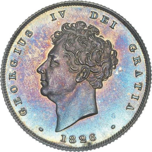 Аверс монеты - 1 шиллинг 1826 года - цена серебряной монеты - Великобритания, Георг IV