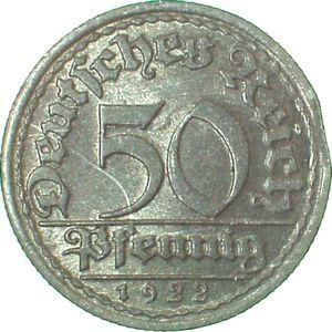 Аверс монеты - 50 пфеннигов 1922 года F - цена  монеты - Германия, Bеймарская республика