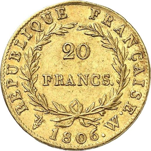 Reverse 20 Francs 1806 W "Type 1806-1807" Lille - France, Napoleon I