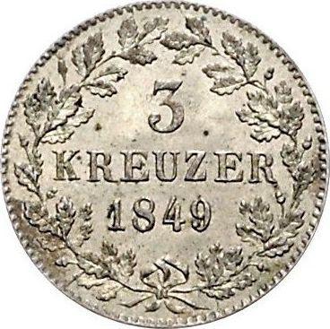Reverso 3 kreuzers 1849 - valor de la moneda de plata - Wurtemberg, Guillermo I