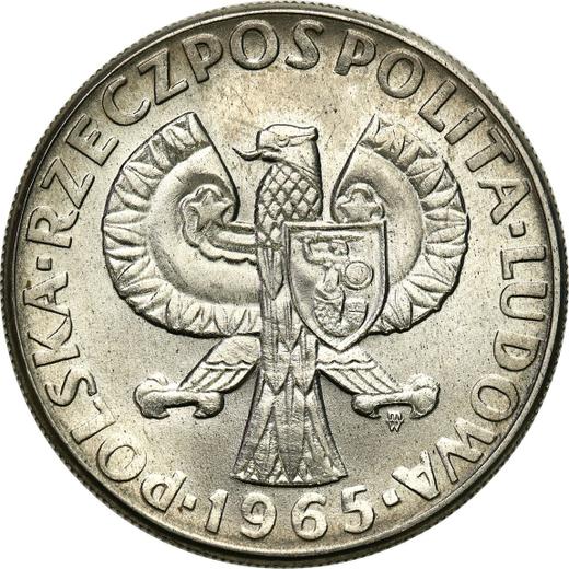 Аверс монеты - Пробные 10 злотых 1965 года MW "Русалка" Никель - цена  монеты - Польша, Народная Республика