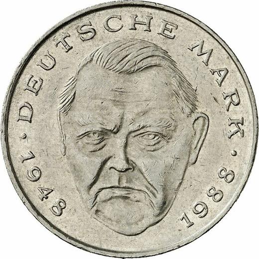 Awers monety - 2 marki 1993 F "Ludwig Erhard" - cena  monety - Niemcy, RFN