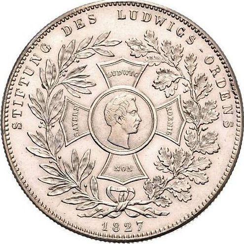 Rewers monety - Talar 1827 "Ustanowienie Orderu Ludwika" - cena srebrnej monety - Bawaria, Ludwik I