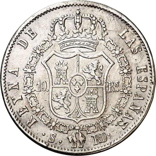 Revers 10 Reales 1843 S RD - Silbermünze Wert - Spanien, Isabella II