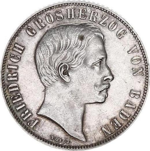 Awers monety - 1 gulden 1859 "Typ 1856-1860" - cena srebrnej monety - Badenia, Fryderyk I