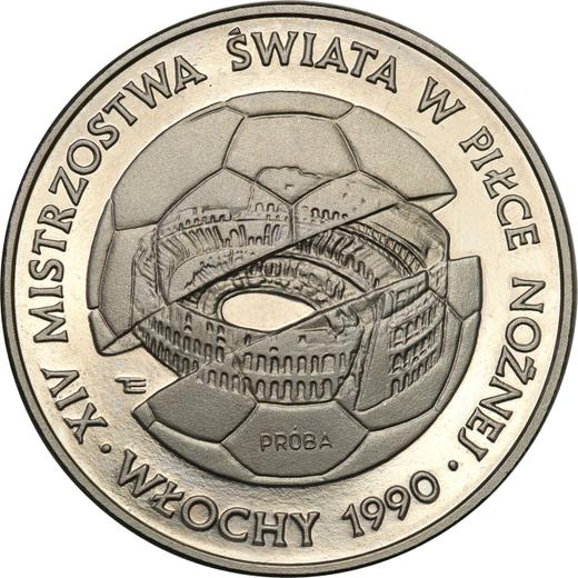 Reverso Pruebas 500 eslotis 1988 MW ET "Copa Mundial de Fútbol de 1990" Níquel - valor de la moneda  - Polonia, República Popular