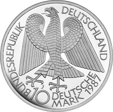 Реверс монеты - 10 марок 1987 года J "750 лет Берлину" - цена серебряной монеты - Германия, ФРГ