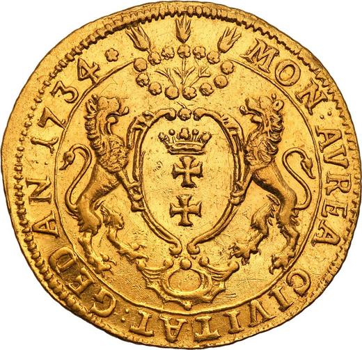 Reverso Ducado 1734 "de Gdansk" - valor de la moneda de oro - Polonia, Augusto III