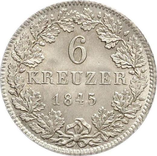 Реверс монеты - 6 крейцеров 1845 года - цена серебряной монеты - Гессен-Дармштадт, Людвиг II