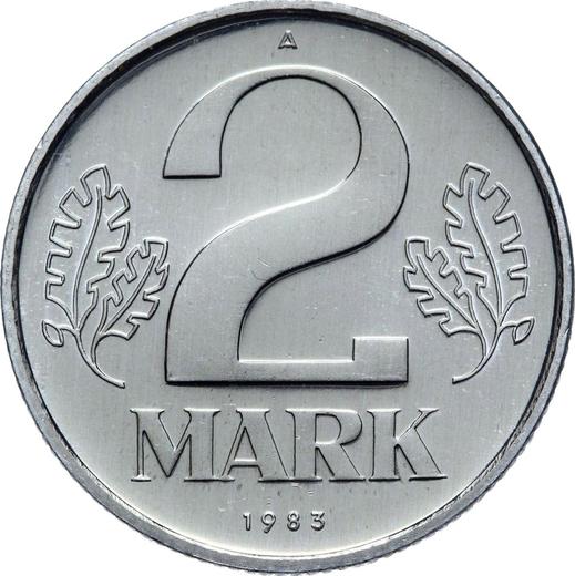 Anverso 2 marcos 1983 A - valor de la moneda  - Alemania, República Democrática Alemana (RDA)