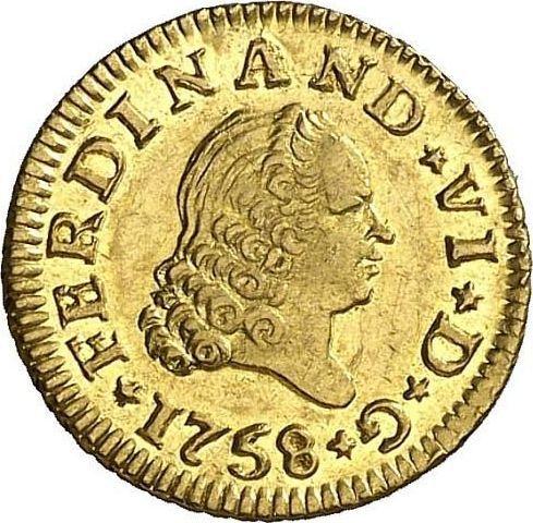 Awers monety - 1/2 escudo 1758 S JV - cena złotej monety - Hiszpania, Ferdynand VI