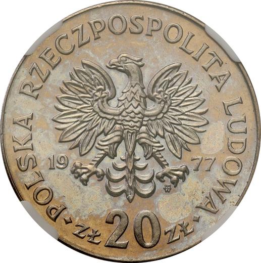 Obverse 20 Zlotych 1977 MW "Marceli Nowotko" -  Coin Value - Poland, Peoples Republic