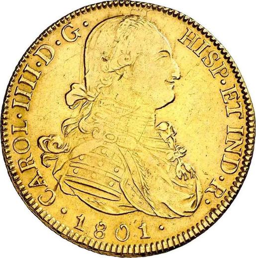 Awers monety - 8 escudo 1801 PTS PP - cena złotej monety - Boliwia, Karol IV