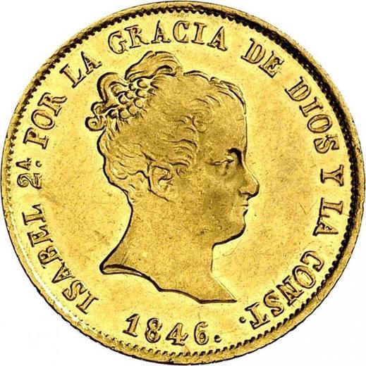 Аверс монеты - 80 реалов 1846 года S RD - цена золотой монеты - Испания, Изабелла II