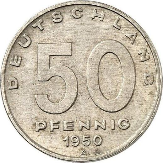 Аверс монеты - 50 пфеннигов 1950 года A Медно-никель Пробные - цена  монеты - Германия, ГДР