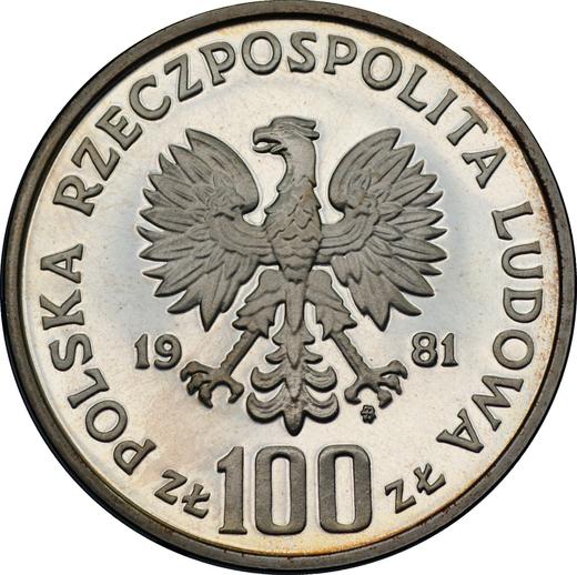 Awers monety - 100 złotych 1981 MW "Koń" Srebro - cena srebrnej monety - Polska, PRL