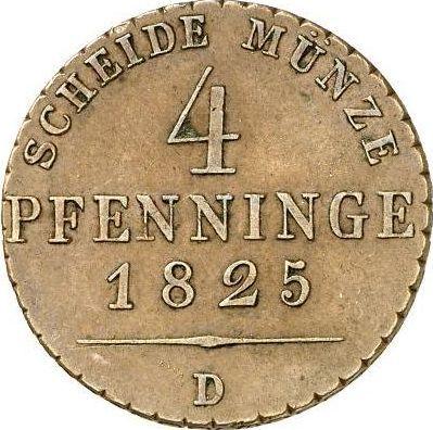 Rewers monety - 4 fenigi 1825 D - cena  monety - Prusy, Fryderyk Wilhelm III