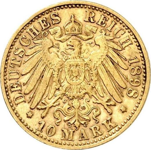 Reverso 10 marcos 1898 F "Würtenberg" - valor de la moneda de oro - Alemania, Imperio alemán