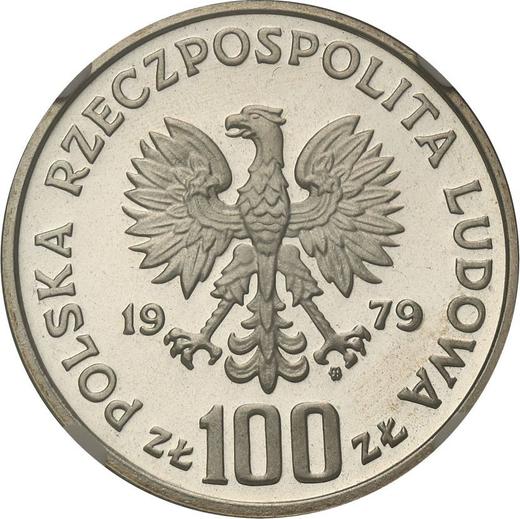 Аверс монеты - 100 злотых 1979 года MW "Рысь" Серебро - цена серебряной монеты - Польша, Народная Республика