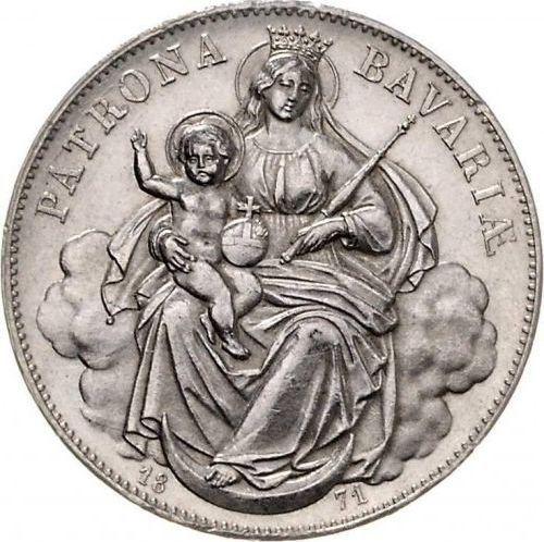 Reverso Tálero 1871 "Madonna" - valor de la moneda de plata - Baviera, Luis II