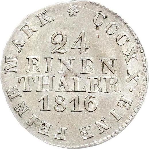 Rewers monety - 1/24 thaler 1816 I.G.S. - cena srebrnej monety - Saksonia-Albertyna, Fryderyk August I