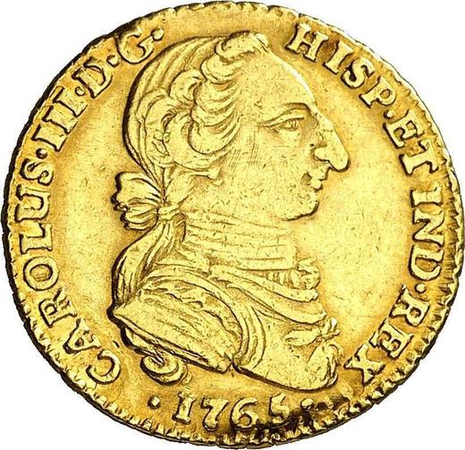 Anverso 2 escudos 1765 NR JV - valor de la moneda de oro - Colombia, Carlos III