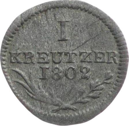 Reverso 1 Kreuzer 1802 - valor de la moneda de plata - Wurtemberg, Federico I de Wurtemberg 
